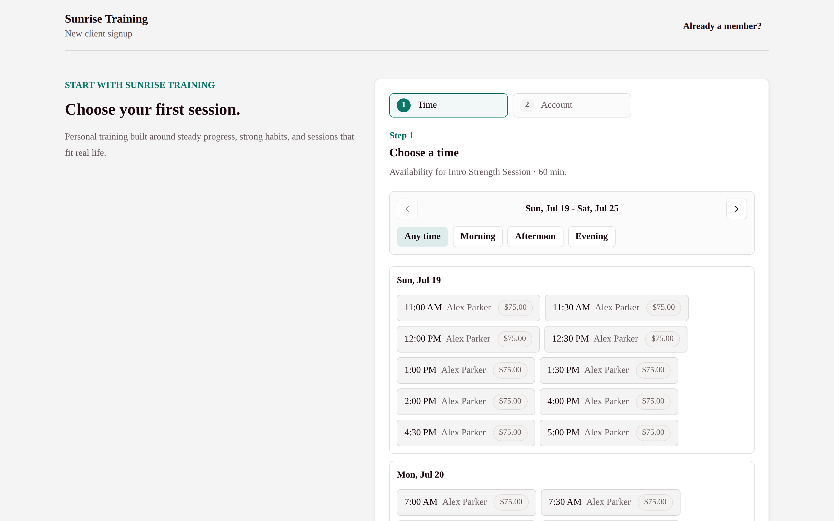 Public My Studio Keep new-client booking page