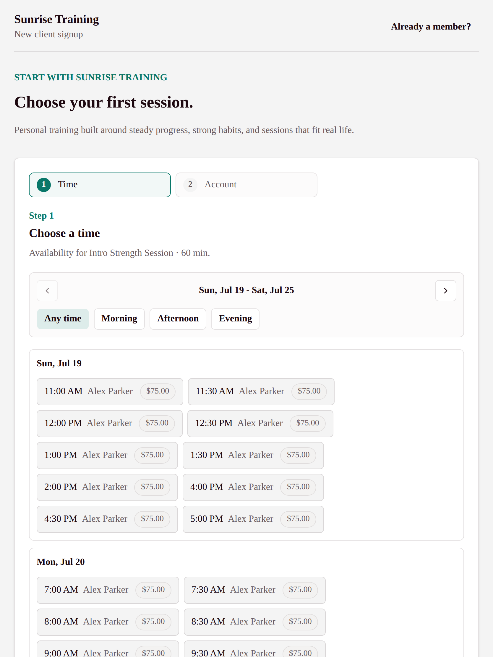 Public My Studio Keep new-client booking page